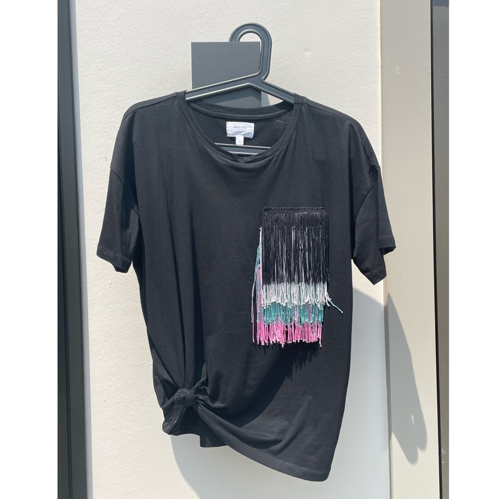 Grey Lab Fringe Tee Black New w/o tags Size M